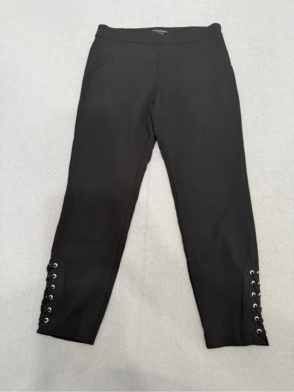 Women’s Zac & Rachel Size 10 Black Pull On Pants Lace Up Ankle Detail